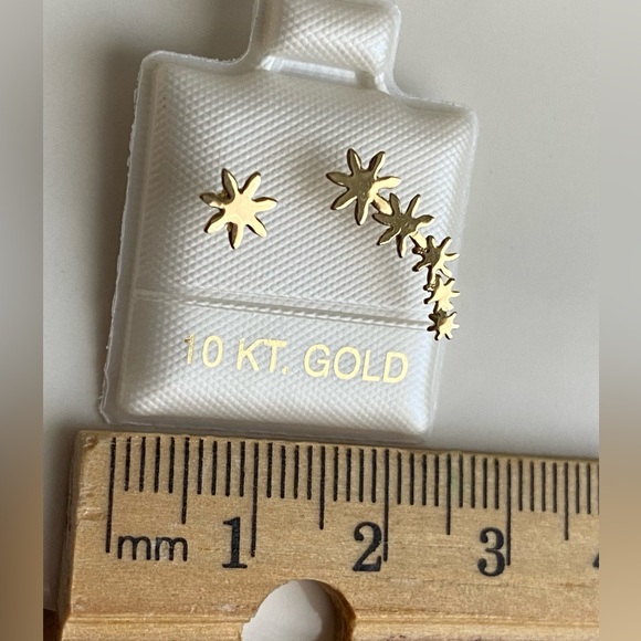 10k Solid Gold Earrings / Gold Piercing Stud Earrings / Waterproof Earrings - Picture 8 of 14